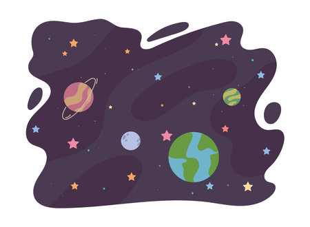 space galaxy planetsのイラスト素材