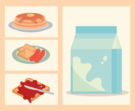 breakfast menu iconsのイラスト素材