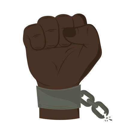 black raised hand with chainのイラスト素材