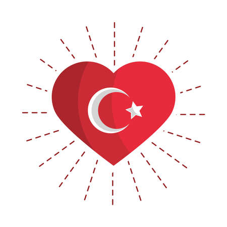 turkish flag heartのイラスト素材