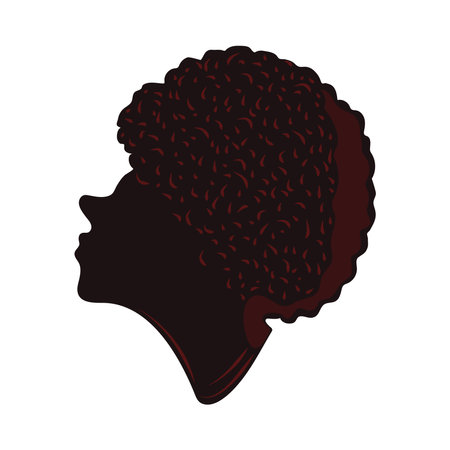 silhouette afro woman faceのイラスト素材
