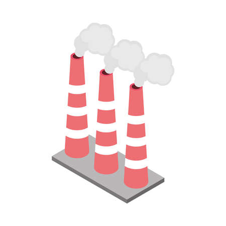 industrial chimneys with steamのイラスト素材