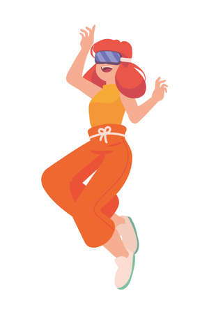 woman using vr gogglesのイラスト素材