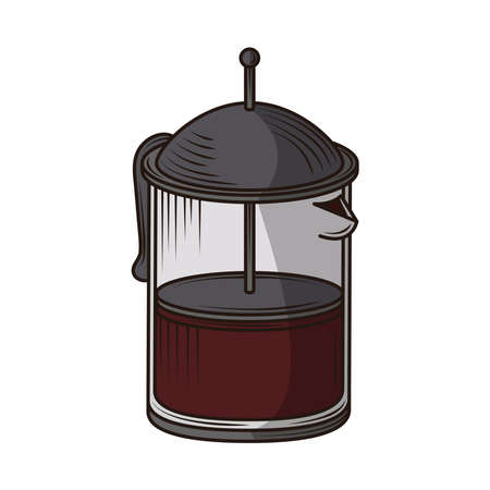 coffee french pressのイラスト素材