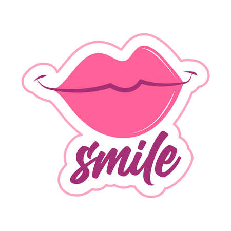 smile female lips stickerのイラスト素材
