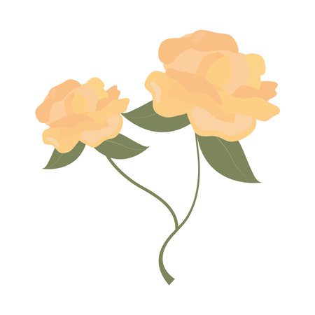 flowers stem leavesのイラスト素材