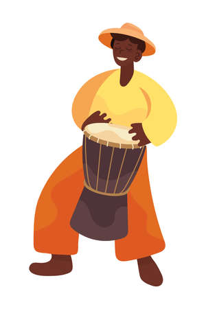 african man with drumのイラスト素材