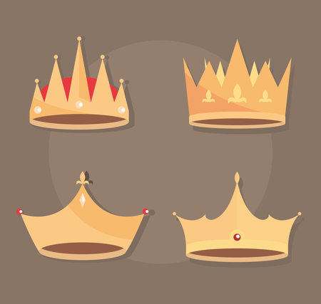 set of gold crownのイラスト素材