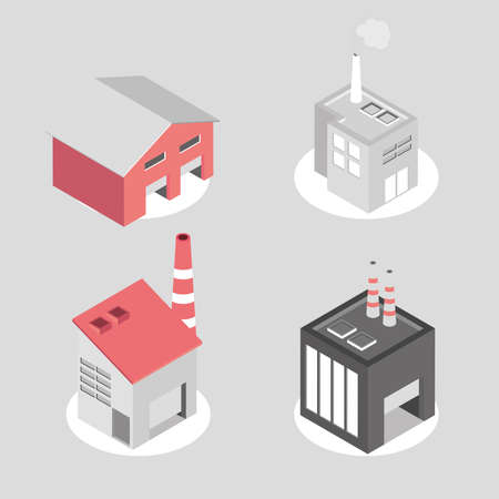 isometric industry buildingsのイラスト素材