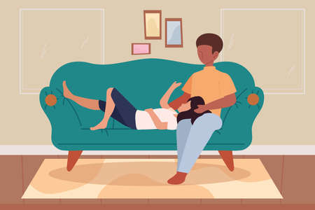 relaxing couple on a sofaのイラスト素材