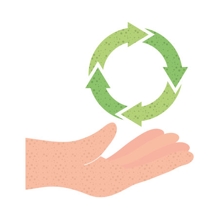 hand and recycle symbolのイラスト素材