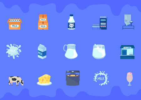 icons milk industryのイラスト素材