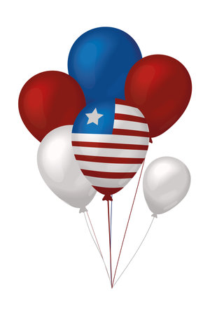USA flag in balloonsのイラスト素材