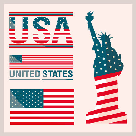 set of United States of Americaのイラスト素材