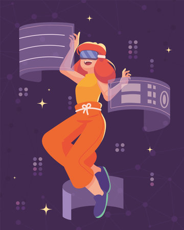 woman with goggles for metaverseのイラスト素材