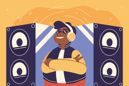 boy listening musicのイラスト素材