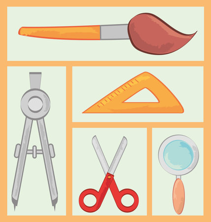 icons school suppliesのイラスト素材