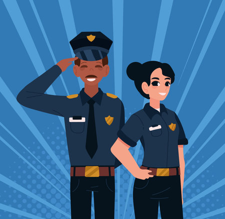 policeman and woman professionsのイラスト素材