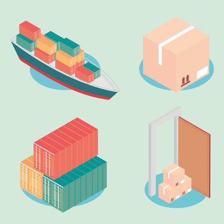 set of worldwide deliveryのイラスト素材