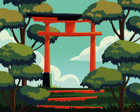 japanese arch the backgroundのイラスト素材