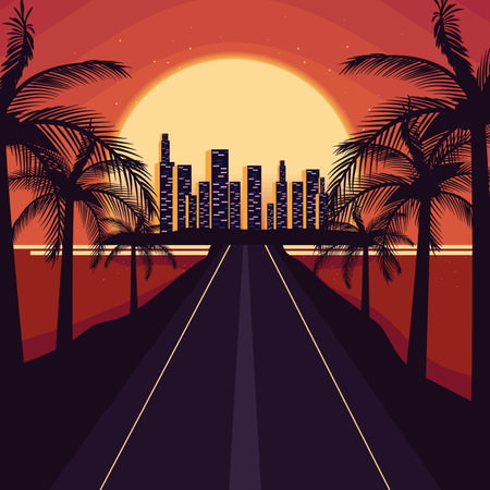 miami florida landscapeのイラスト素材