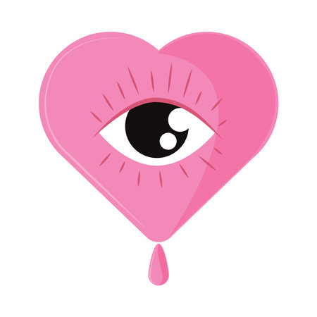 eye in heart 90s modernのイラスト素材