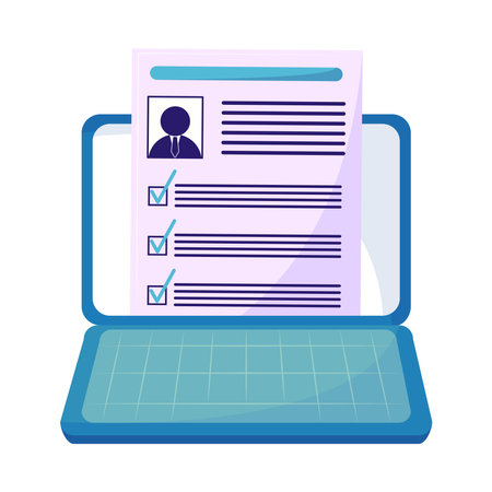 job search by laptopのイラスト素材