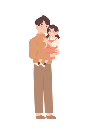 korean father and daughterのイラスト素材