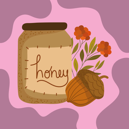 autumn honey and acornのイラスト素材