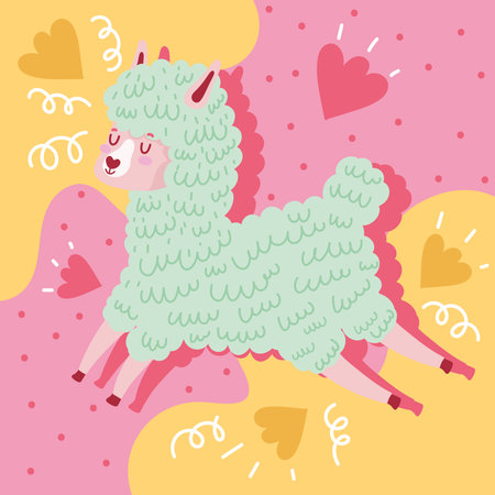 cute sweet llamaのイラスト素材