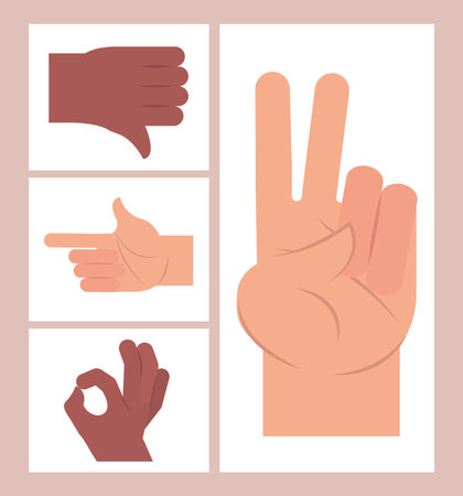 icon collection, hands gestureのイラスト素材