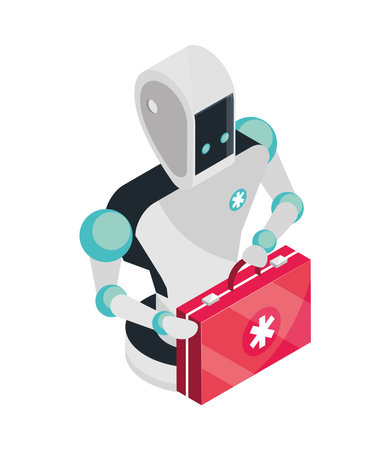 isometric robot tech medicalのイラスト素材