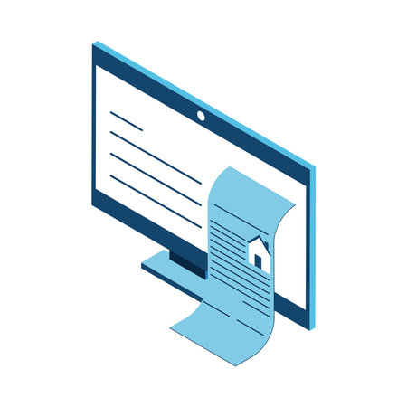 computer and real estate isometricのイラスト素材