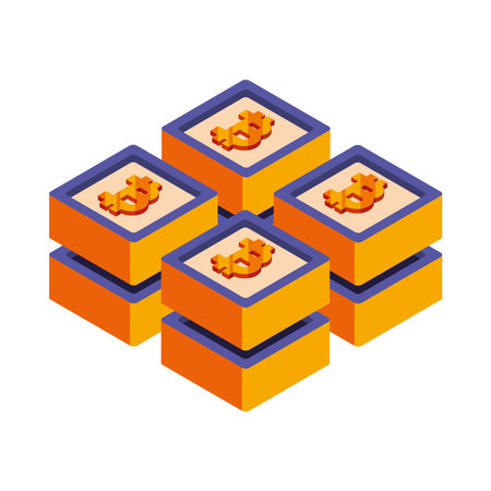 isometric cryptocurrency and blockchainのイラスト素材