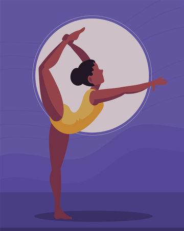 female gymnast stretchingのイラスト素材