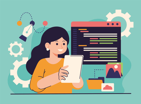 developer using mobileのイラスト素材