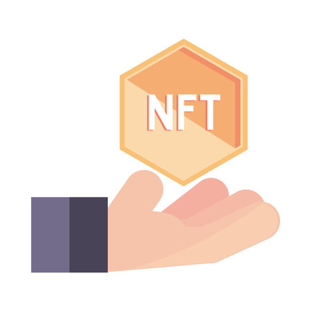 hand and non fungible tokenのイラスト素材