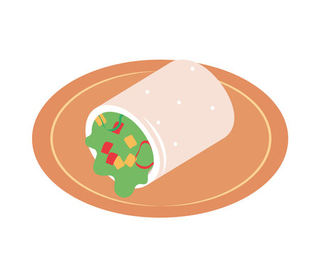 wrap with vegetables vegetarian foodのイラスト素材