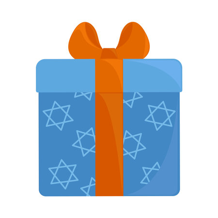 blue gift box hanukkahのイラスト素材