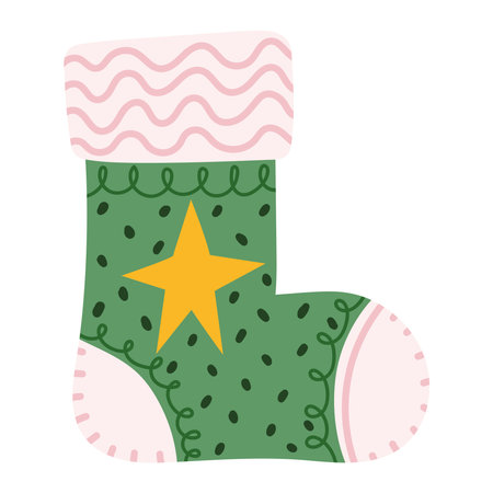 christmas green sockのイラスト素材