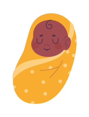 baby boy in blanketのイラスト素材