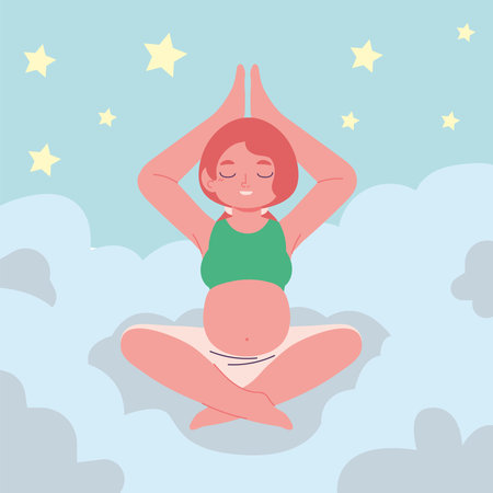 pregnant woman making yogaのイラスト素材