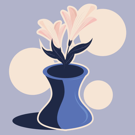 white flowers in a vaseのイラスト素材