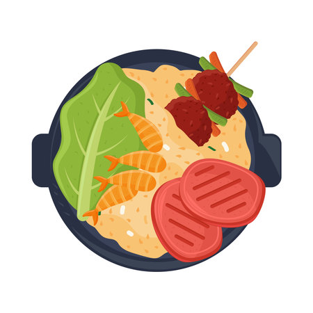 fish and meat korean foodのイラスト素材