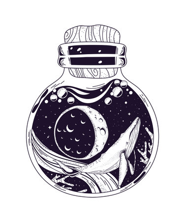 whale surreal seaのイラスト素材