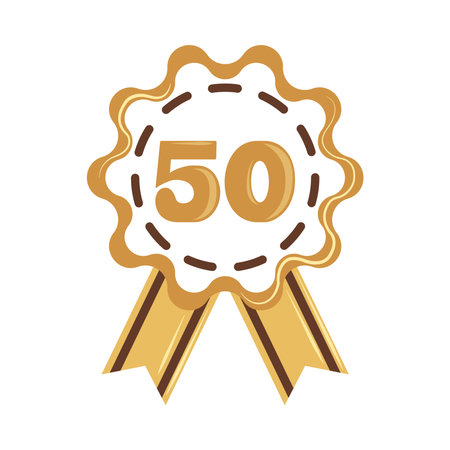 fifty anniversary golden badge, designのイラスト素材