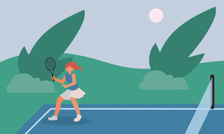 woman playing tennisのイラスト素材