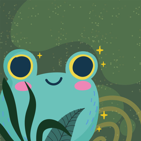 frog and leafのイラスト素材