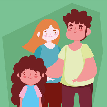 couple and little daughterのイラスト素材