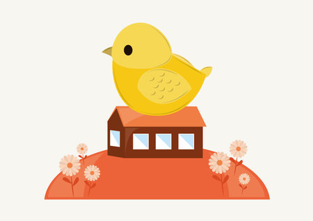 chicken on houseのイラスト素材